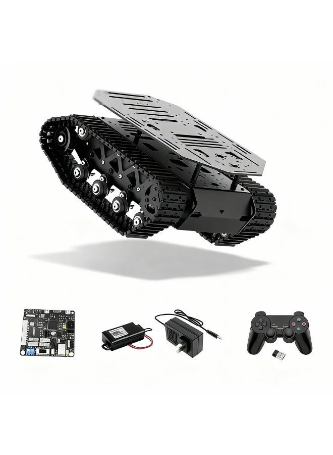 robotgcc Heavy-Duty Tracked Robot Car Chassis, Suspension Shock-Absorbing Metal Tank Base, Encoder Motors, STM32 Programming Robot Platform for Education, Research & Autonomous Projects - Image 1